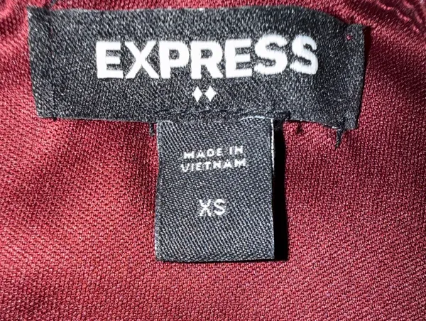 Express‎ Women's Burgundy Puff Sleeve Wrap-Front Dress Size XS - Image 2