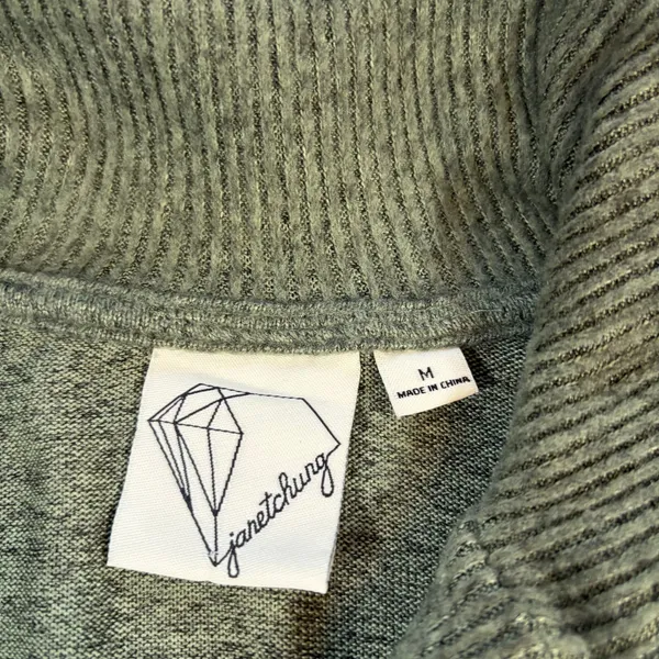 Janet Chung green quarter zip sweater. M Mock neck front pocket 3/4 sleeve. Soft - Image 7
