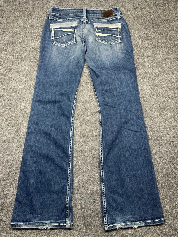BKE Women's Medium Blue Low-Rise Bootcut Jeans with Subtle Distress - Image 2