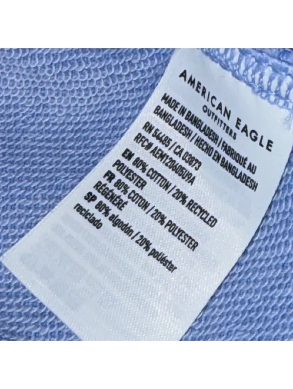 American Eagle Blue Henley Pullover Sweatshirt XS - Image 8