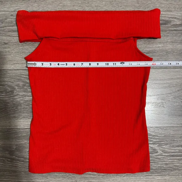 A New Day Womens Medium Top Red Ribbed‎ Off The Shoulder Bardot Knit Stretch - Image 6