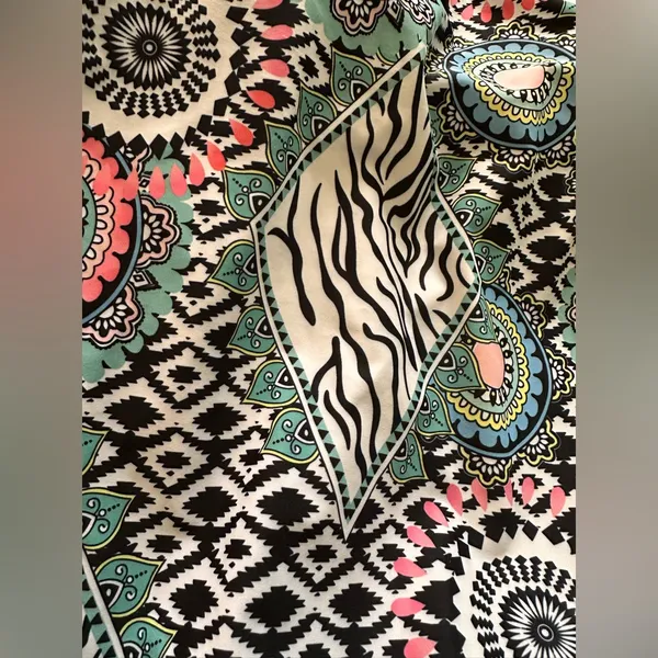Colorful Geometric Print Tank Bathing Suit Pink Size XL - Image 3