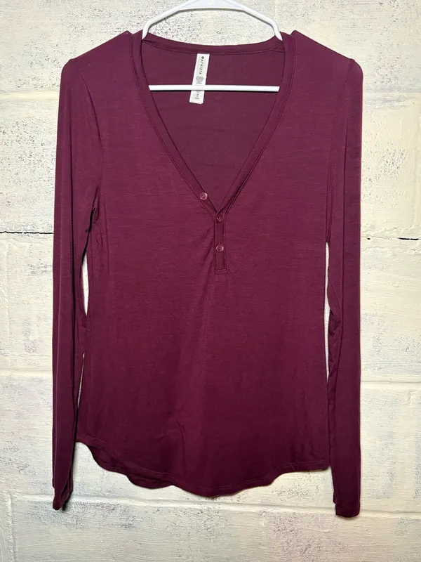 Athleta Nighttime Bliss Sleep Top Deep Burgundy XS - Image 3