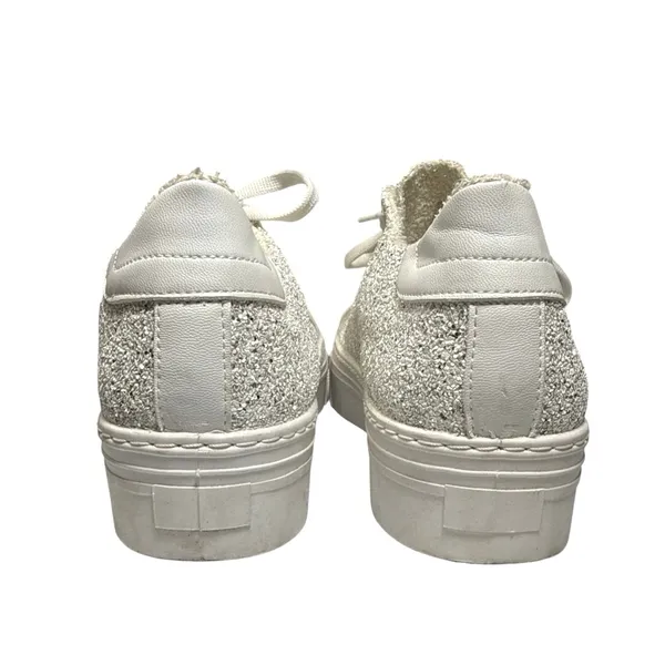 Steve Madden Womens White 2 Star Glitter Low Top Platform Sneakers Shoes Size 41 - Image 3