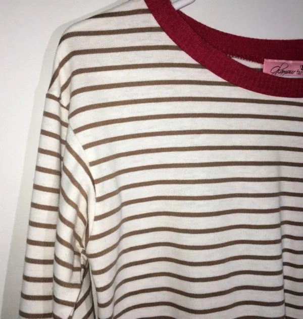 Striped Sweater with Elbow Patches White Size M - Image 2