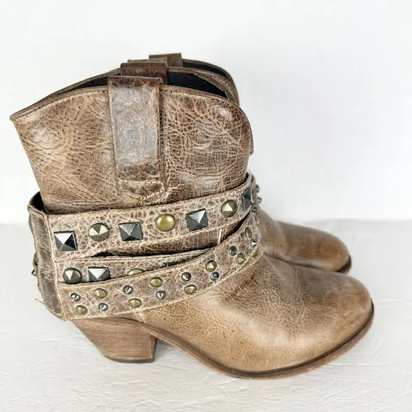 Corral Womens Studded Strap Ankle Boots Size 8.5 Saddle Brown Western Cowgirl - Image 2