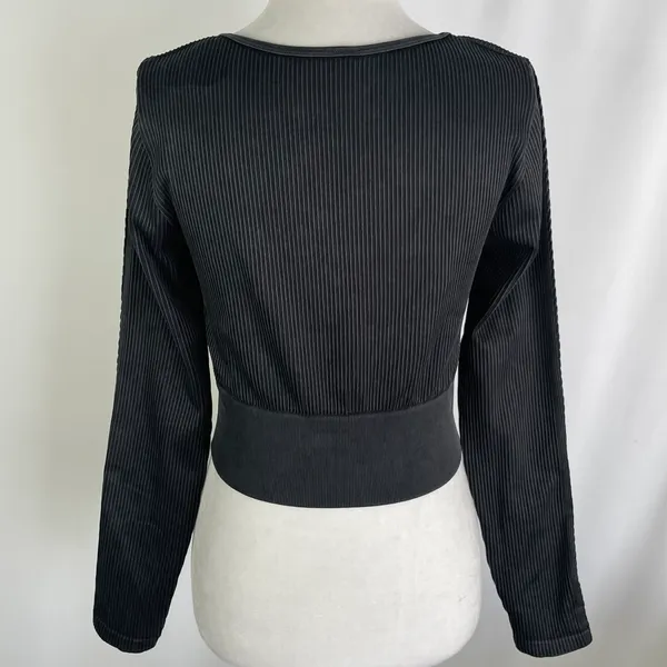 Aerie New Offline Seamless Square Neck Cable Long Sleeve Crop Top Size Large - Image 14