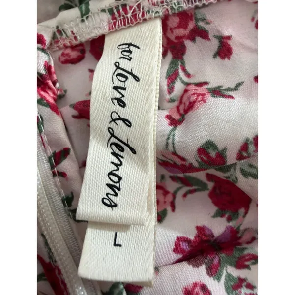 For Love and Lemons Melrose White Pink Floral Ruched Mini Cocktail Dress Large - Image 9