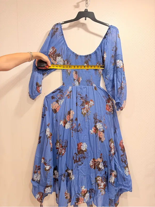 Free People Morning Glory Floral Smocked Maxi Dress XS Boho Long Sleeve - Image 3
