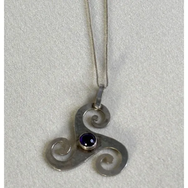 Concha VTG Amethyst 5.7 Grm Sterling 925 Mirror Chain Italy 18.5” Celtic Spiral - Image 5