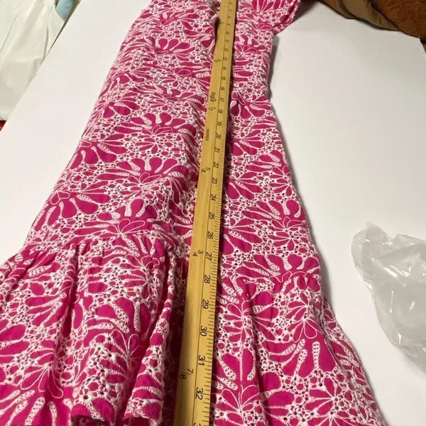 Loft size 8 heavily embroidered fit n flare ruffle cap sleeves dress - Image 10
