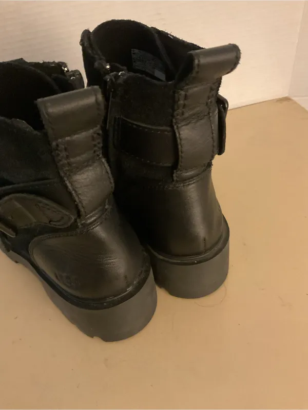 UGG Women's Black leather suede platform combat waterproof boots US 9 - Image 10