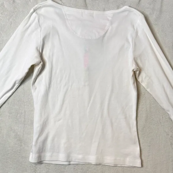 Vintage Lilly Pulitzer White Henley Top Womens M 3/4 Sleeve Cotton Casual Tee - Image 4