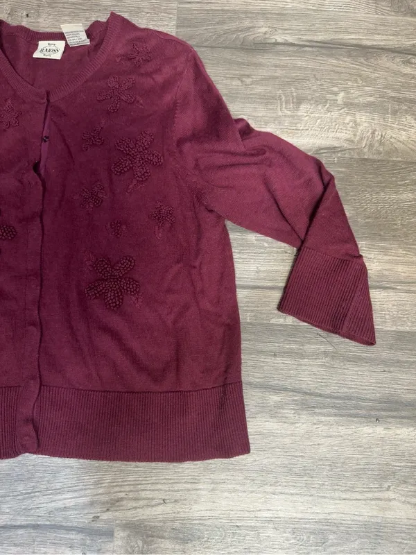 Tailor B. Moss Burgundy Floral Button-Front Cardigan - Image 6