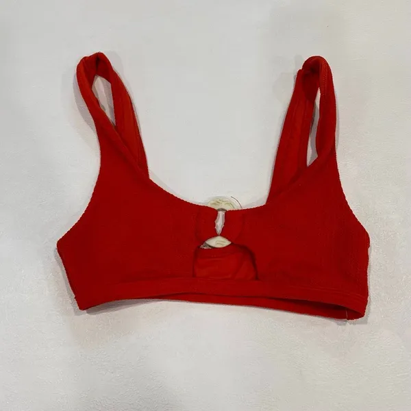 Topshop Red Ring Detail Bikini Top US 4 Y2K Scoop Neck Swim - Image 3
