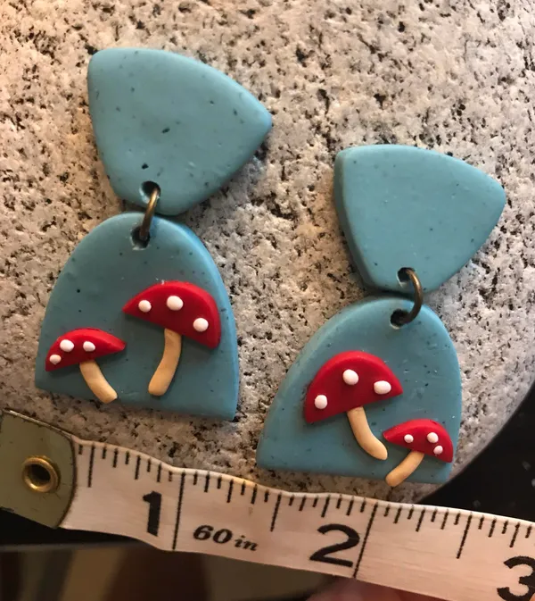 Handmade Polymer Clay Mushroom Earrings - Image 5