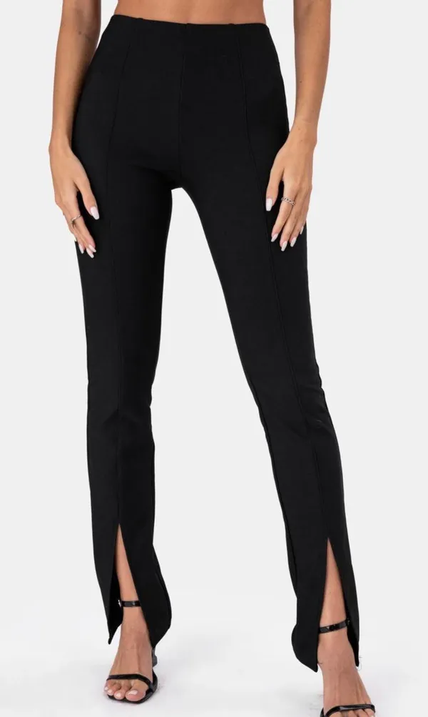 Adika Black Front Slit Pants - Image 2