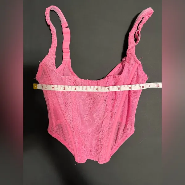 Pink Lace Corset Crop Tank Top Women’s Sz Small EUC - Image 4
