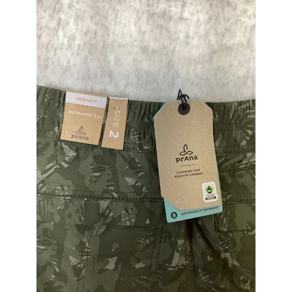 Prana Halle E-Waist Short II Evergreen Camo Green Hiking Shorts Womens 2 1971701 - Image 4