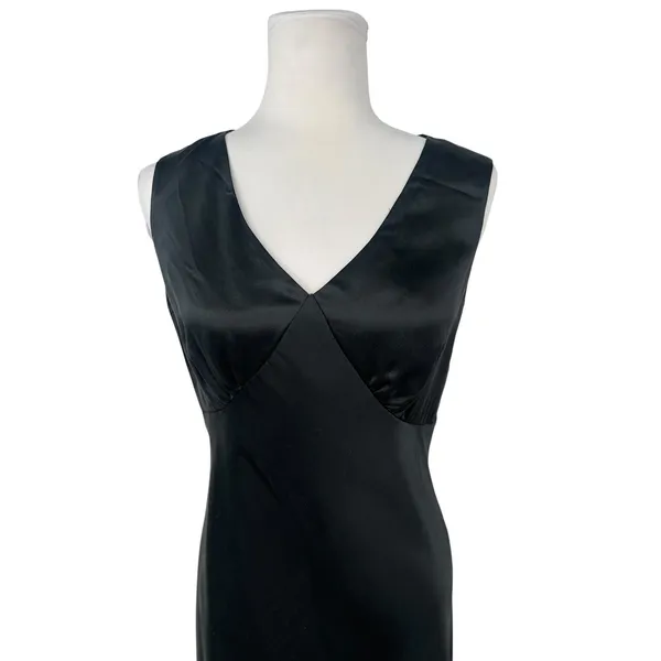 Valerie Stevens 10 Black 100% Silk Slip Dress 90s Minimalist Quiet Luxury Goth - Image 2