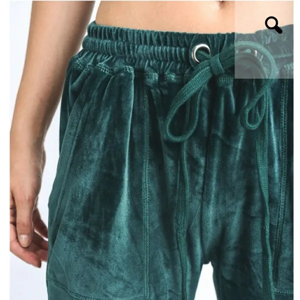Betty velour jogger drawstring pants Teal Blue - Image 5