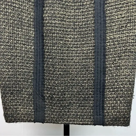 Michael Kors Tweed Sheath Dress Sz 4 Black Gold Metallic Career Cocktail Preppy - Image 9
