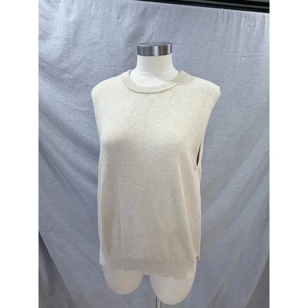 Maeve by Anthropologie‎ Oatmeal Beige Open Tie Back Knit Sweater Vest One Size - Image 6