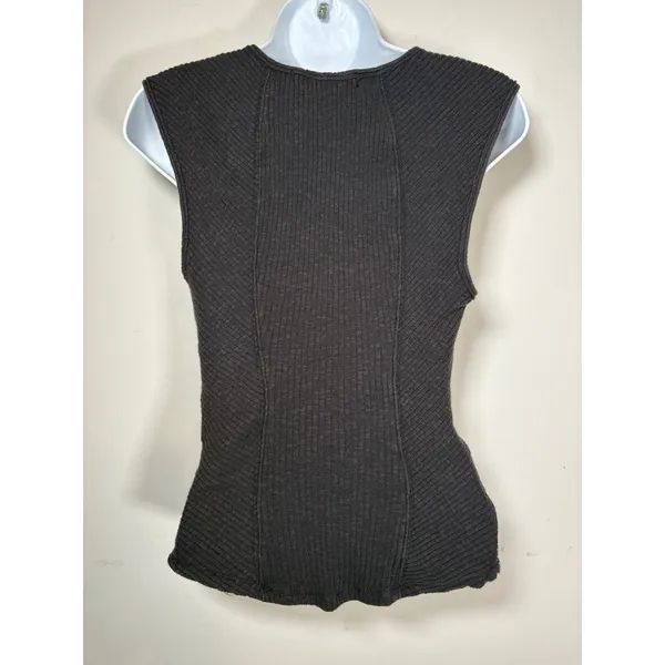 We The Free Corset Top Brown Ribbed Sweetheart Neck Sleeveless Coquette Medium - Image 4