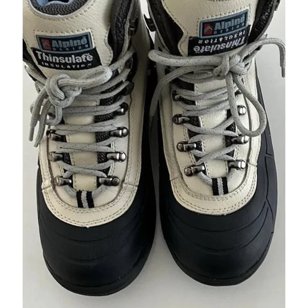 Alpine Design Women’s Sz 8 Boots Blue White Cream Leather Activewear Travel - Image 4
