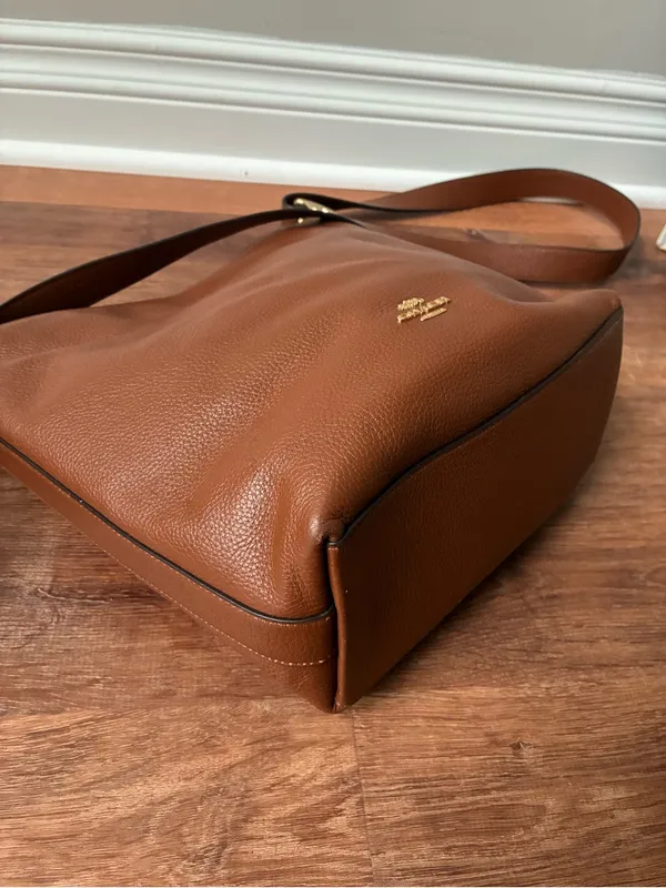 Coach Val Leather Crossbody Duffle Bag, Redwood Brown / Gold, C2818 - Image 10