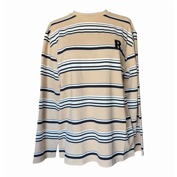 ROMY Varsity Stripe Polo Knit Top Tan Black Ivory Long Sleeve NWT XS - Image 3