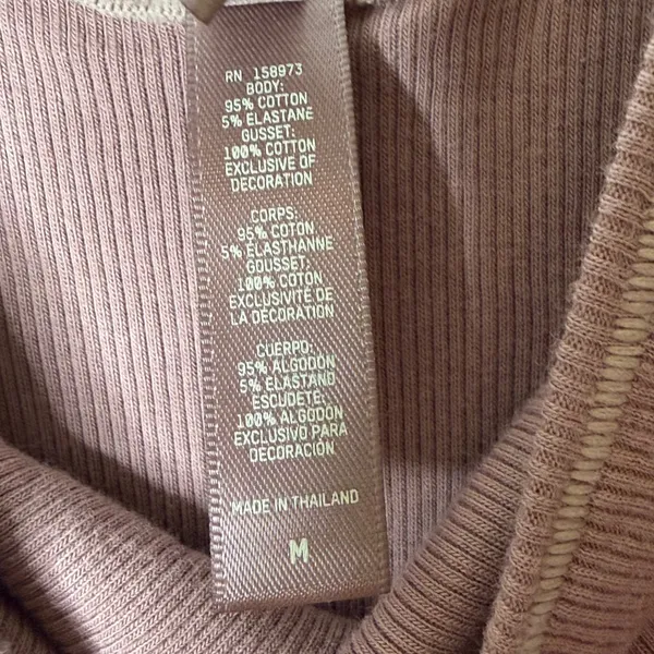 SKIMS Cotton Rib Bodysuit Mauve Brown Scoop Neck Sleeveless Thong Back Medium - Image 2