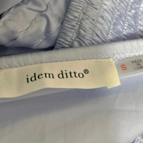 Idem Ditto Blue Silk Satin Sleeveless Smocked Ruched Cami Crop Top Size S - Image 5