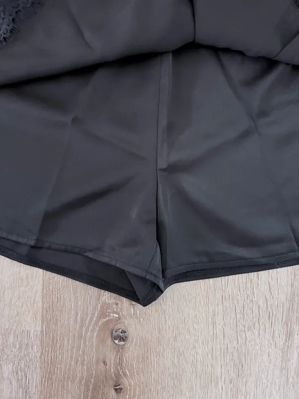 Satin 2 piece shirt and skort set Black Size XL - Image 3