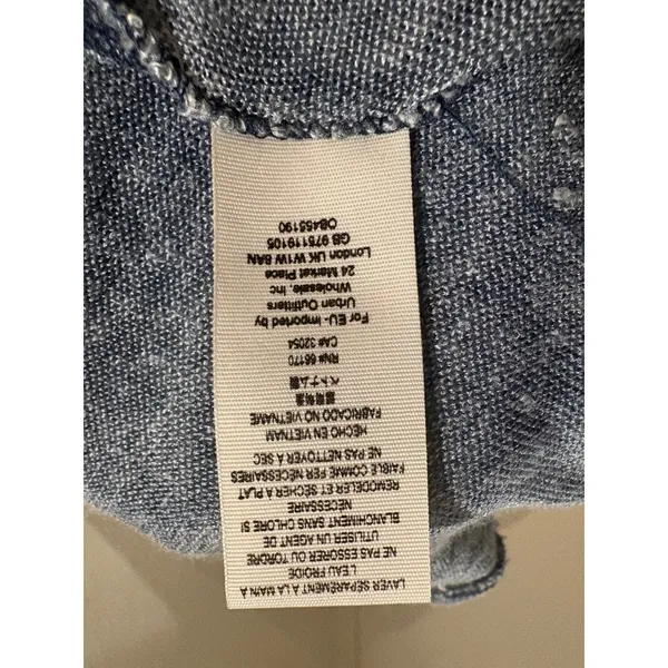 We The Free Free People Blue Linen Blend‎ Long Sleeve Scoop Neck Top Small - Image 5