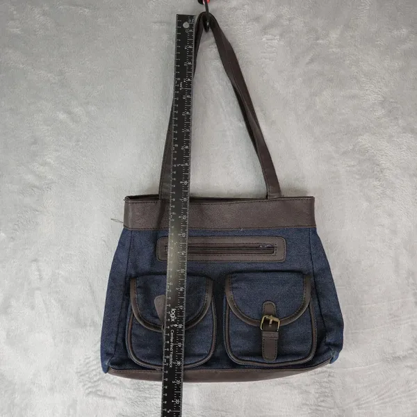 Gold Coast Blue Denim Faux Leather Shoulder Bag‎ - Image 10