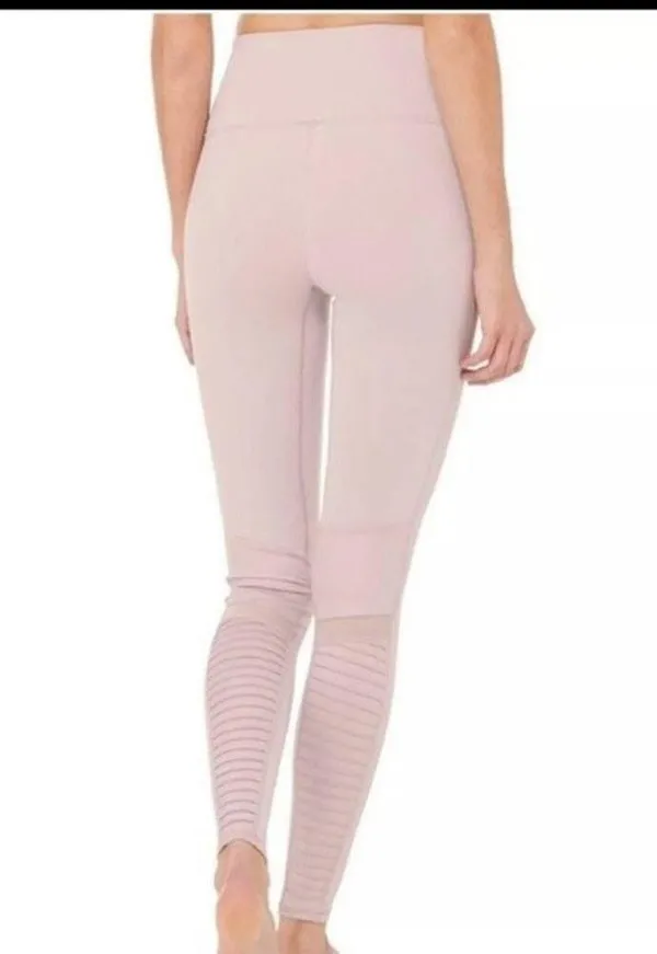 Alo Yoga Leggings Size Small High Waisted Light Pink Dusty Rose Moto Full Length - Image 4