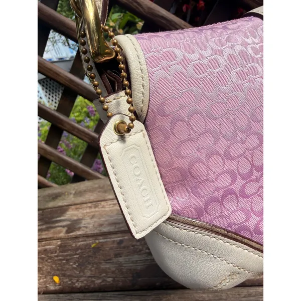 Coach Y2K Pink Soho Buckle Bag Mini Signature Jacquard Cream Leather 1457 - Image 7