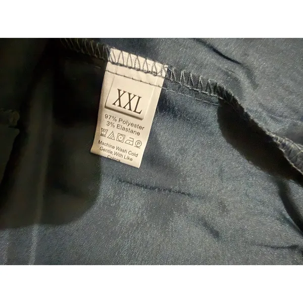 NIB- Women Satin Pajama Set Short Sleeve Button Down Shirt and Shorts XXL Gray - Image 5