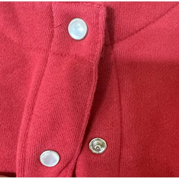 Y2K Snowmen W Snow Fleece‎ Sweater Snap Embroidered Red Classic Elements-sz L - Image 4