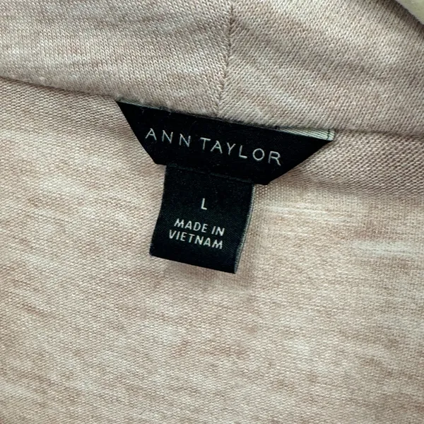 Ann Taylor Nude Pink Heathered Draped Shawl Neck Faux Wrap Top Sweater Large - Image 8