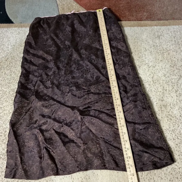 Urban Outfitters Floral Jacquard Midi Skirt Womens S Brown Lace Trim Coquette - Image 2