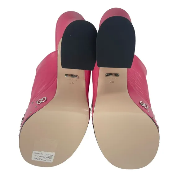 Gucci GG Studs Leather Platform Slide Sandal Rhodamine Pink Size 40 - Image 9