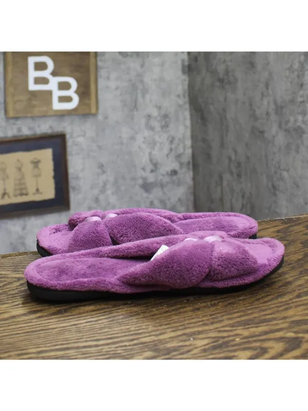 Isotoner Terry Double Band Non-Slip Slippers Purple 7.5-8 - Image 6