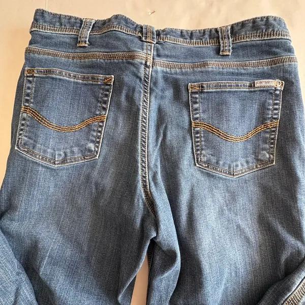 Women's Carhartt Jeans Relaxed Fit Blue Denim Size 12 flannel lined - Image 6