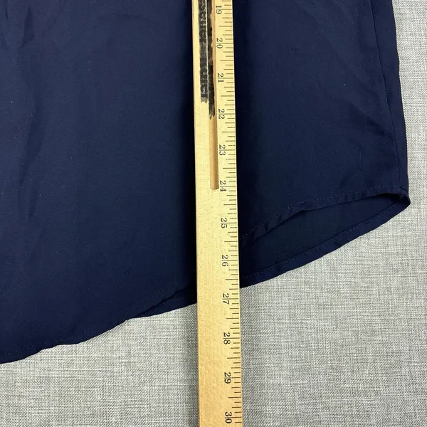 Athropologie‎ Pleione Blouse Womens M Blue Scoop Neck Short Sleeve Pleated Tunic - Image 4