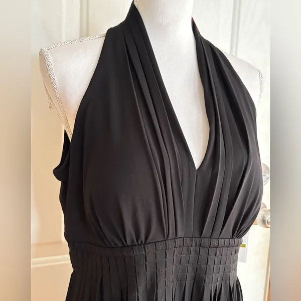 Calvin Klein Black Padded Halter N-Neck Dress size 14 NWT Zipper Back. - Image 2