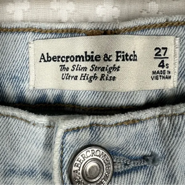 Abercrombie & Fitch‎ Light Wash Curve Love The Slim Straight High Rise Jeans - Image 3