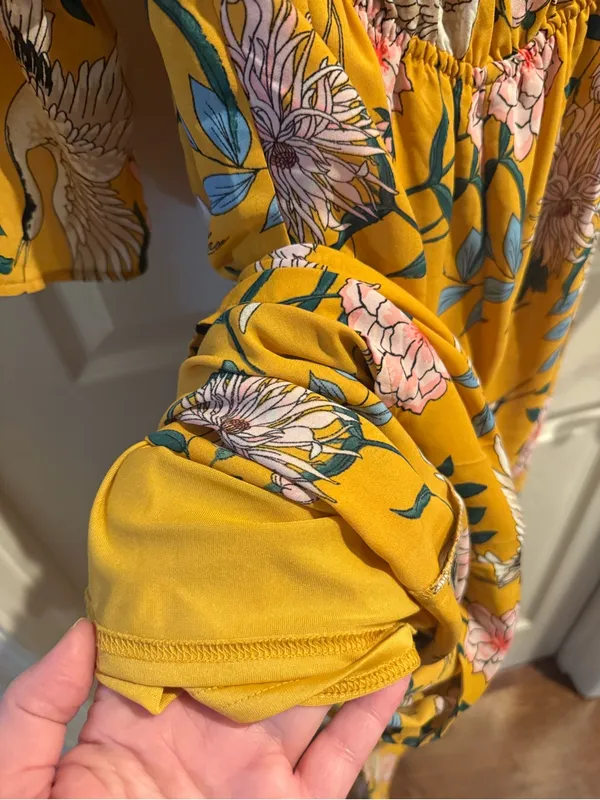 Flying Tomato Mustard Floral Jumpsuit with Floral & Crane Print - Image 9