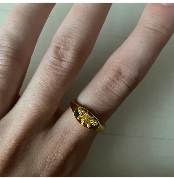 Savvy 14K Gold Plated Bee Signet Ring CIE JEWELS - Image 2